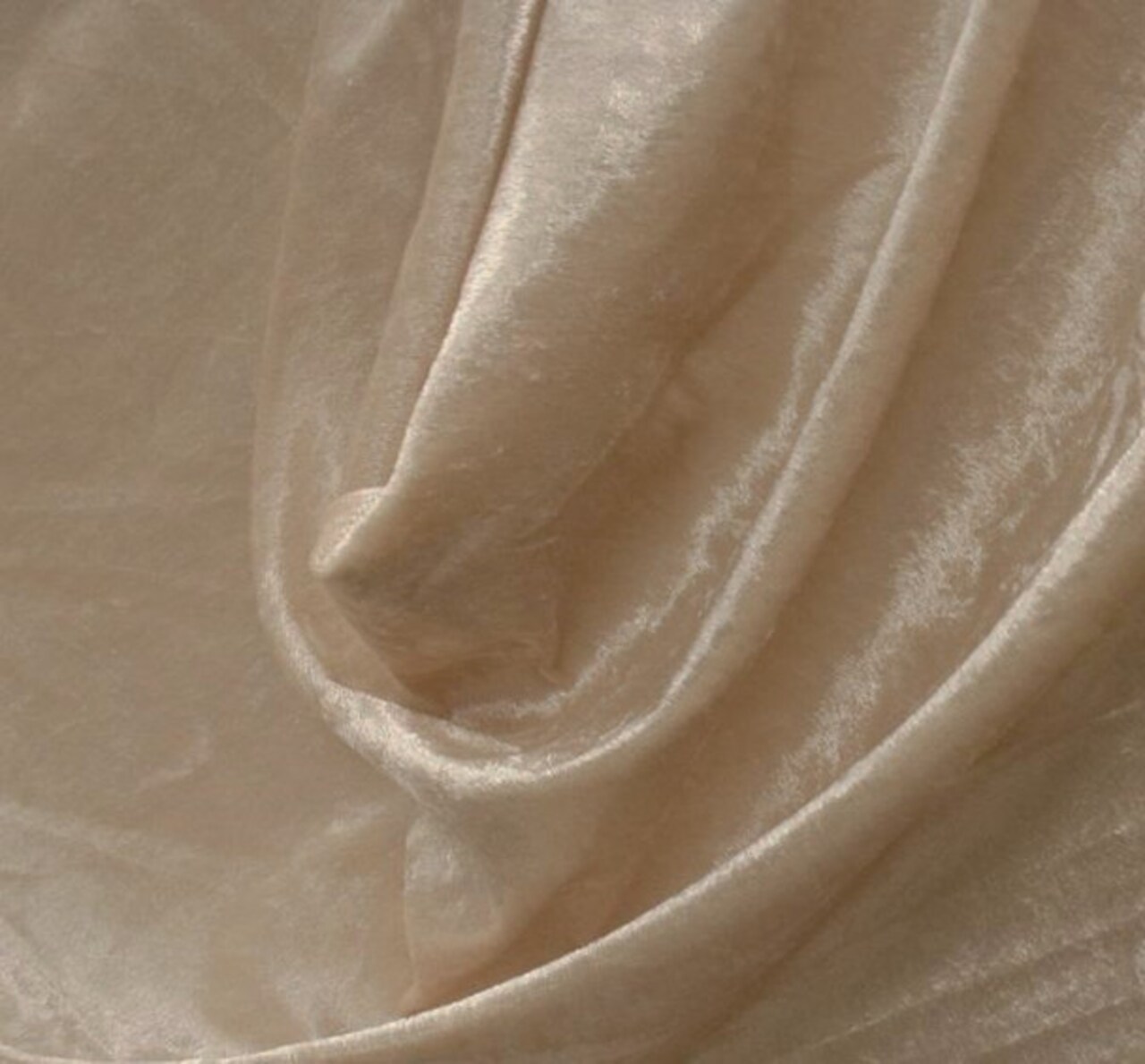 1 Yard Beige Crushed Panne Velour Fabric 58/60" Wide Lightweight Stretch Velvet 100% Polyester